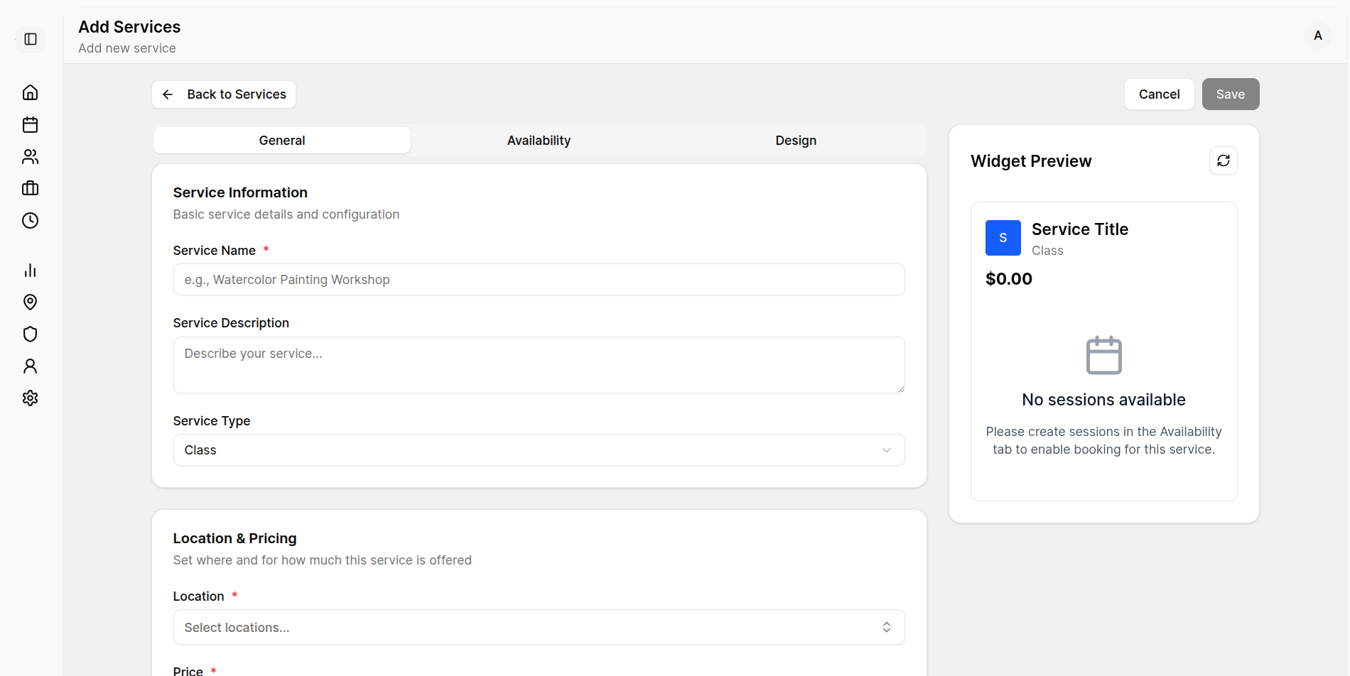 Mobile responsive booking screen