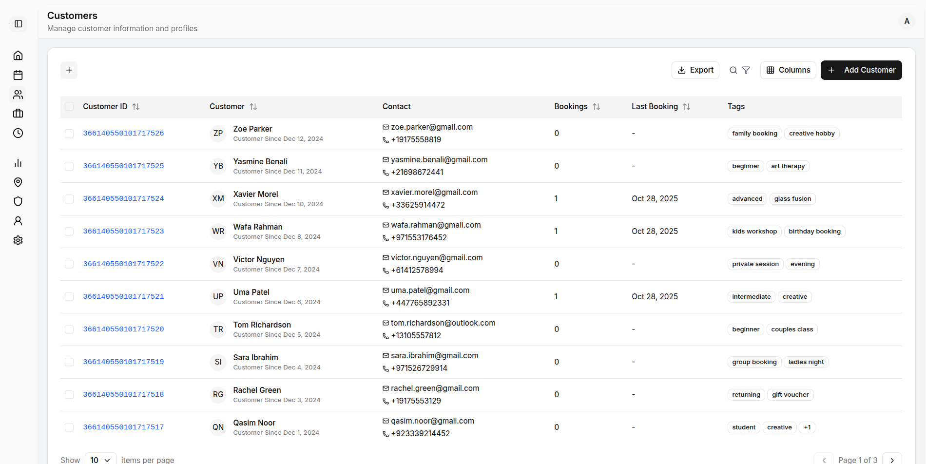 Booking creation form